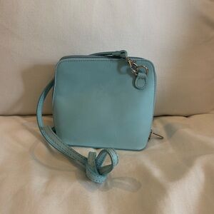 Blue Leather Crossbody Bag